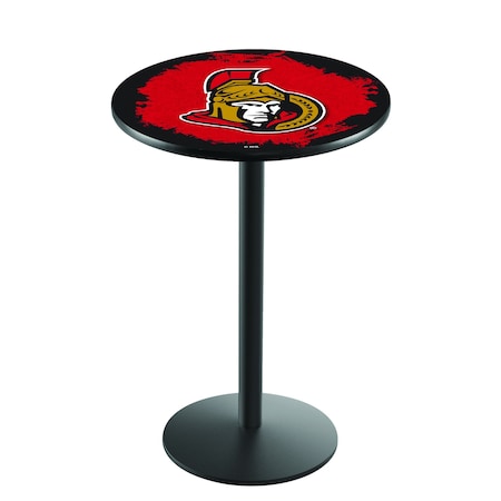 36 Blk Wrinkle Ottawa Senators Pub Table,36 Dia. Top